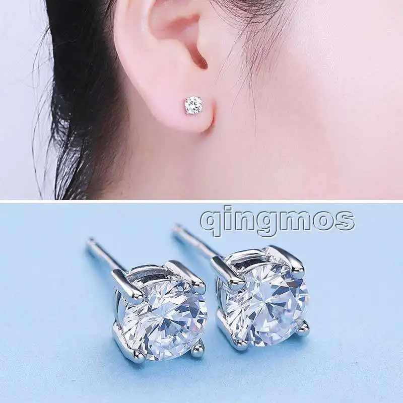 Классический Маленький 3 мм Белый Циркон с четырьмя когтями из стерлингового