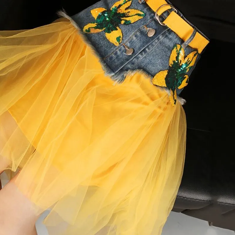 Женская сетчатая юбка пачка TWOTWINSTYLE летняя повседневная с блестками и