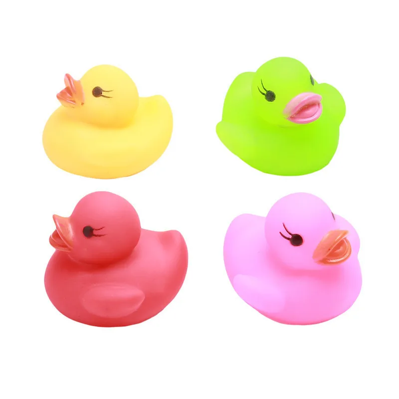4 PCS Toy Duck Baby Bath Auto Color Changing LED Lamp Light Vinyl Teether | Игрушки и хобби