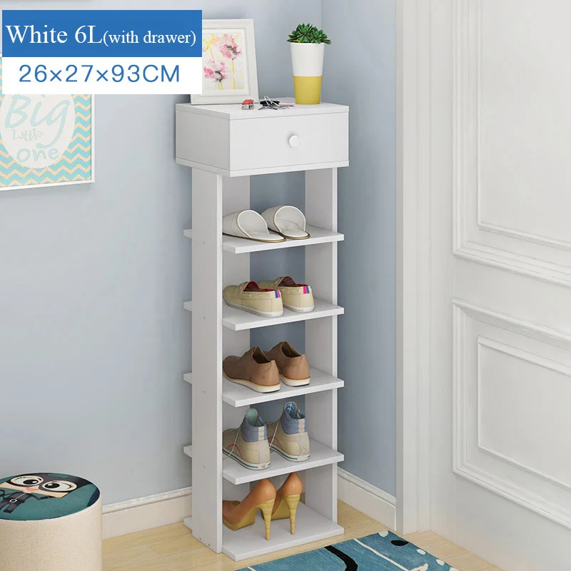 White 6L(drawer) Деревянный стеллаж для обуви простая сборка шкаф для хранения обуви Минималистичная современная мебель для дома Прихожая Экономия пространства обувь Органайзер полка - Цвет: White 6L(drawer)