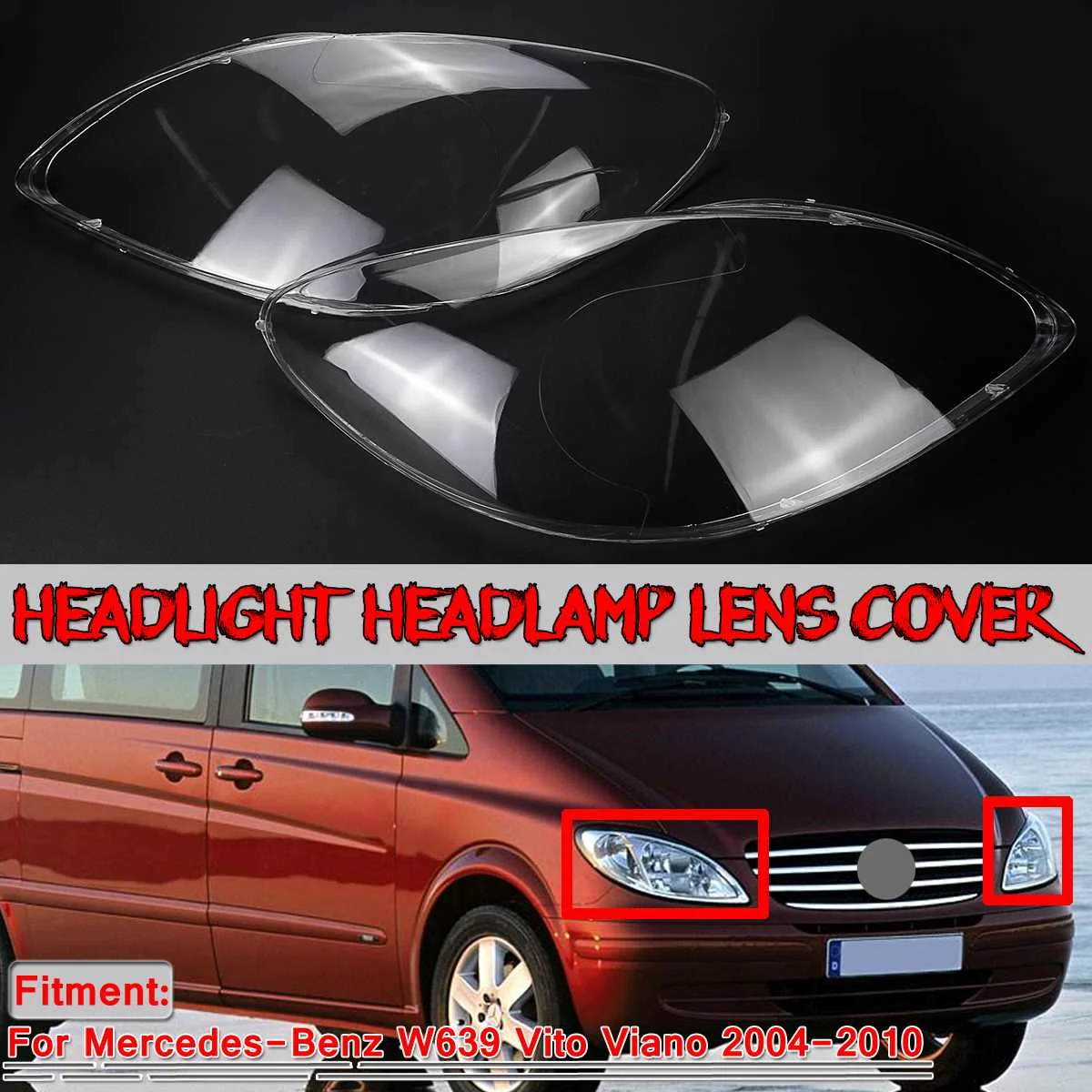 Высокое качество 2xW639 Автомобильная фара крышка объектива для Mercedes для Benz W639 Vito Viano 2004-2010 фары лампы прозрачные линзы