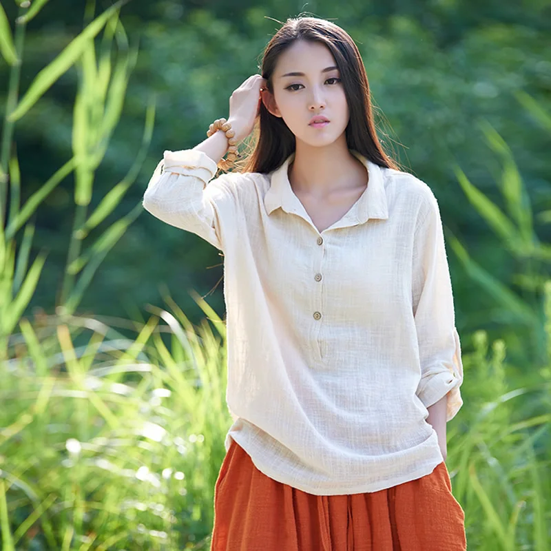 Летняя стильная женская блузка с длинным рукавом свободная повседневная рубашка