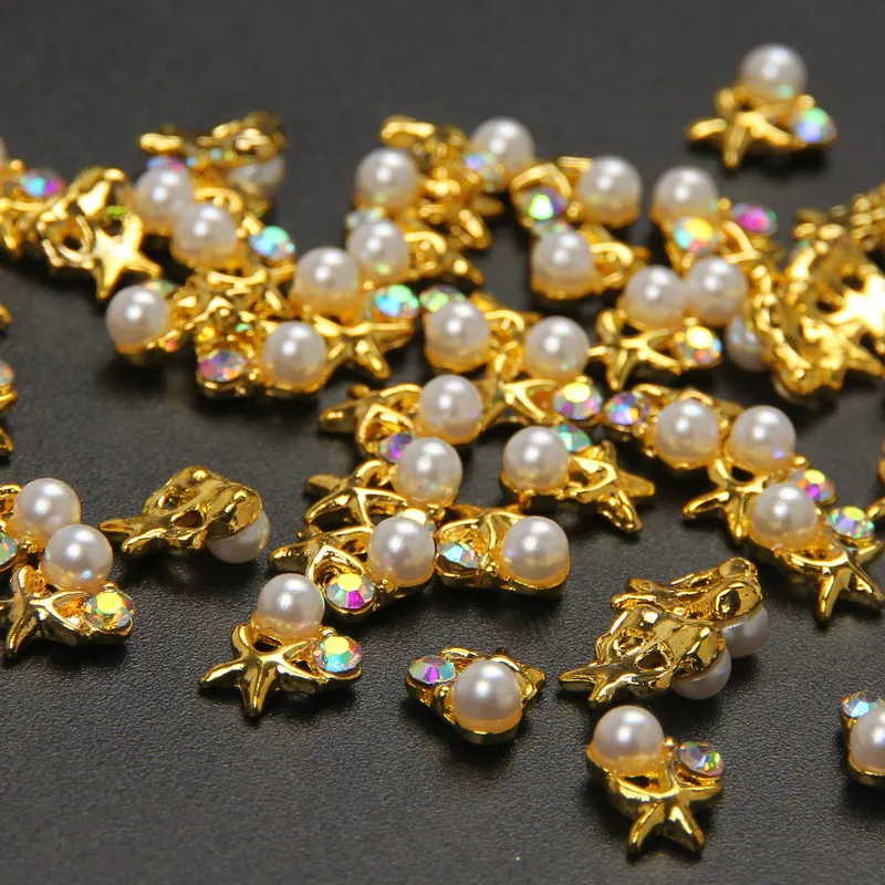 Elessical 10 шт./лот блестящие звезды с жемчугом Стразы все для Гвозди полировки Дизайн