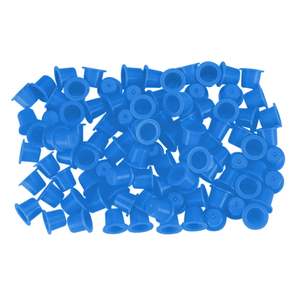 01 Blue Новинка, высокое качество, 100 шт, маленький размер, желтые чернила для татуировки, колпачки, Перманентный макияж, Пигментные чашки, колпачки, поставка, цветные чашки, аксессуары - Цвет: 01 Blue
