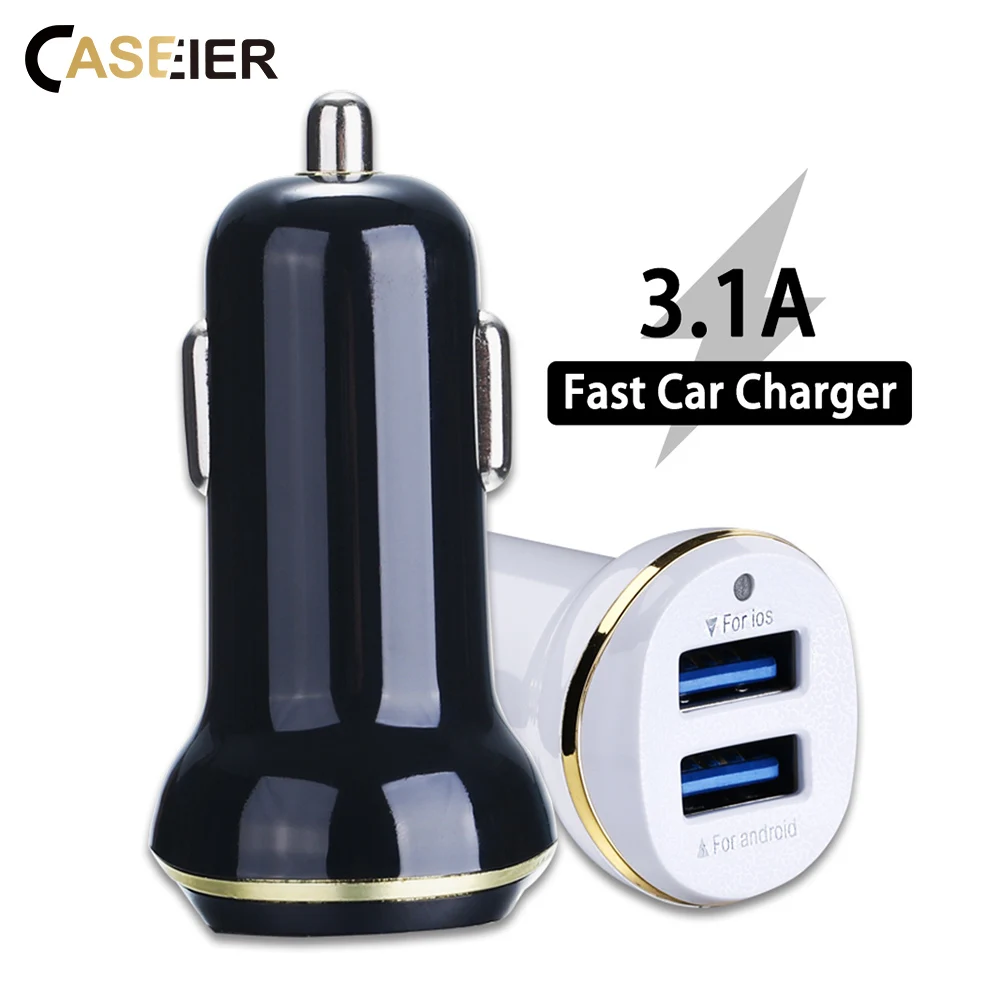 CASEIER 3.1A быстрое автомобильное зарядное устройство USB для iPhone XS Max XR 8 7 6 6s Plus Зарядка