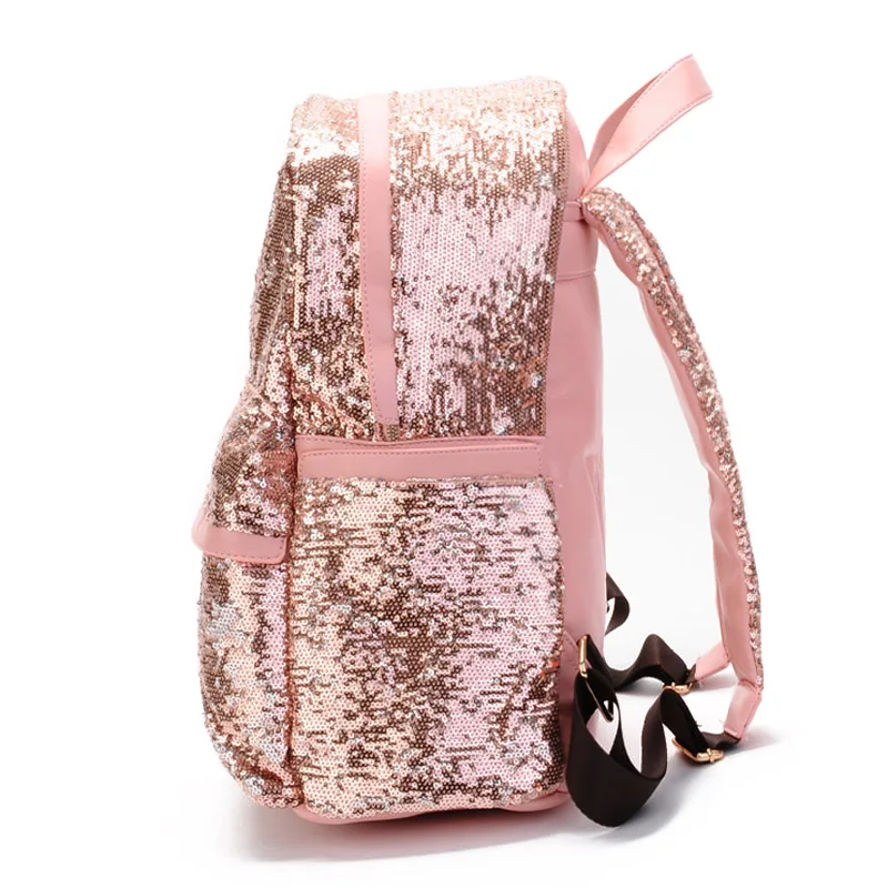 Блестящий рюкзак для девочек подростков женский модный школьный ранец золотого