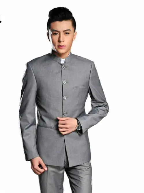

men chinese tunic suits designs homme terno stage costumes for singers men blazer clothes jacket star style dress black grey