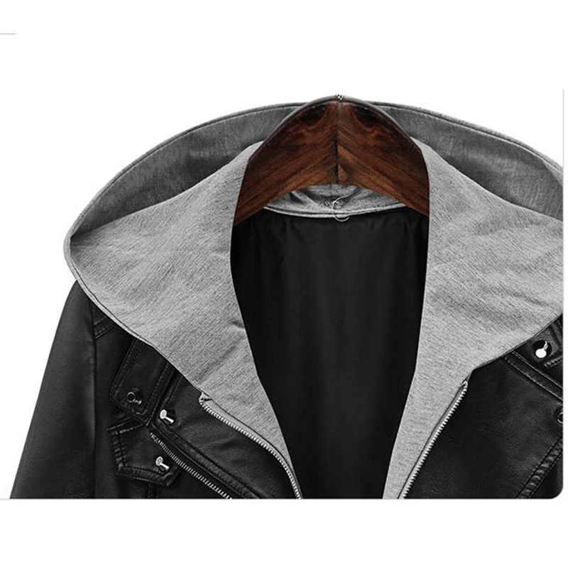 Женская куртка бомбер из ПУ кожи с капюшоном и длинным рукавом| |