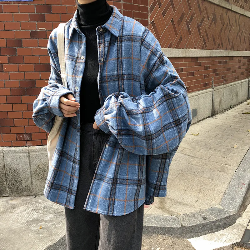 Shirts Loose Harajuku Korean Style Fashion Women New Single Breasted BF School Students Long Sleeve Womens Shirt Daily Q357 |