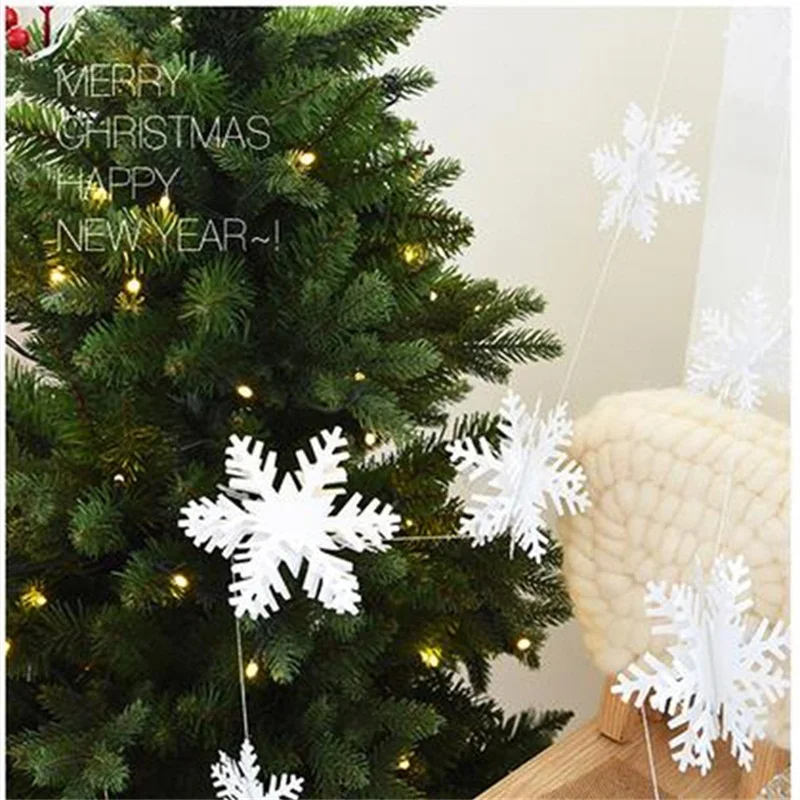 Lucia Crafts 12 шт./лот 3 м Белые снежинки Рождественская елка украшения на окно