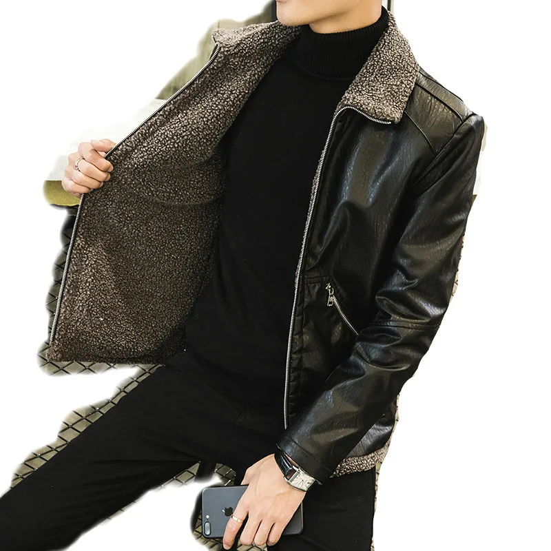 

Leather jacket man warm winter leather coat skinny leather man