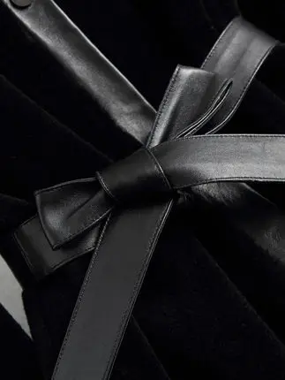 Женское длинное пальто из овечьей шерсти осенне-зимнее с овчиной сзади 2019 |