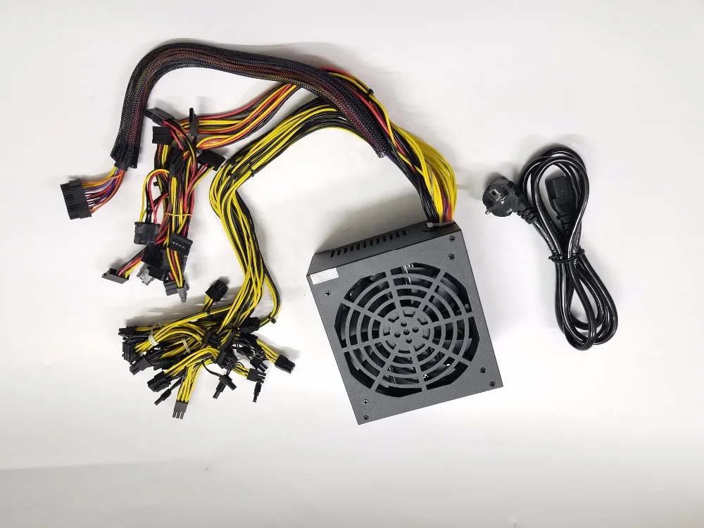 Блок питания YUNHUI ETH ZCASH MINER Gold POWER 1600 Вт (с кабелем) miner для R9 380 RX 470 RX480 6 GPU карт |supply