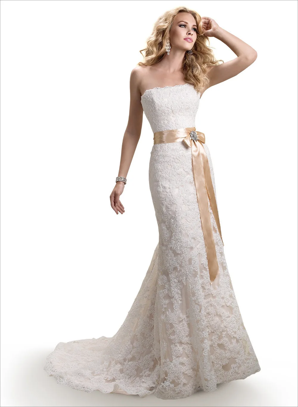 2015 New GownNew Listing luxurious lace wedding dress fashion sexy strapless mermaid backless beautifulWholesale | Свадьбы и