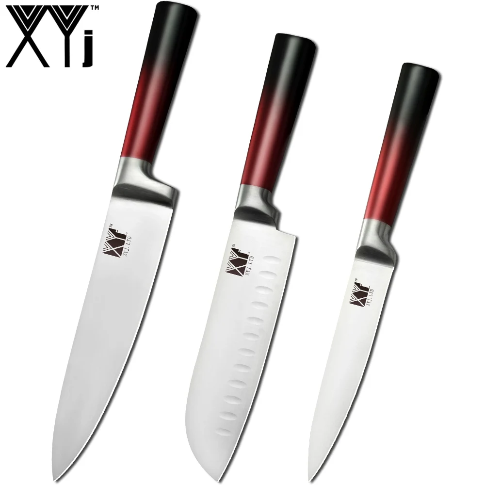 3PCS XYj набор кухонных ножей из нержавеющей стали, держатель для кухонных ножей, подставка, блок, точилка для ножей, многофункциональные ножницы, аксессуары - Цвет: 3PCS
