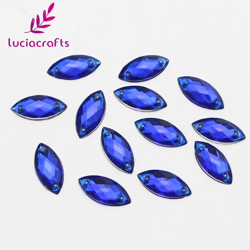 Lucia crafts 7*15 мм пришивные стразы кристалл акриловые камни две бусины с отверстиями DIY для одежды/сумки 50 шт./лот D1110