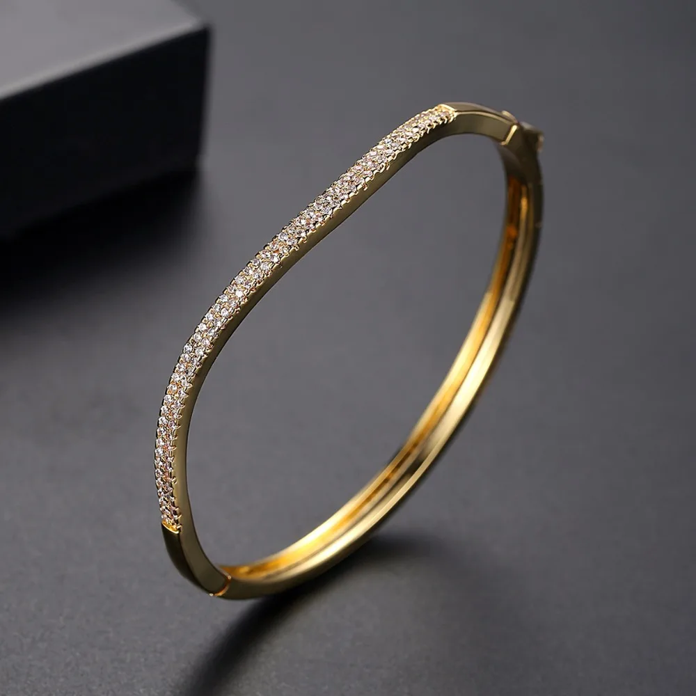 Браслеты LUOTEEMI с медным кубическим цирконием двойной ряд неправильной кривой