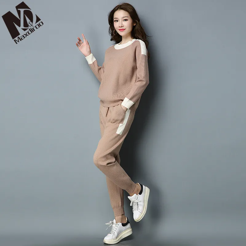 Maxdiroo комплект из двух предметов Для женщин тренировочный костюм свитер и штаны с