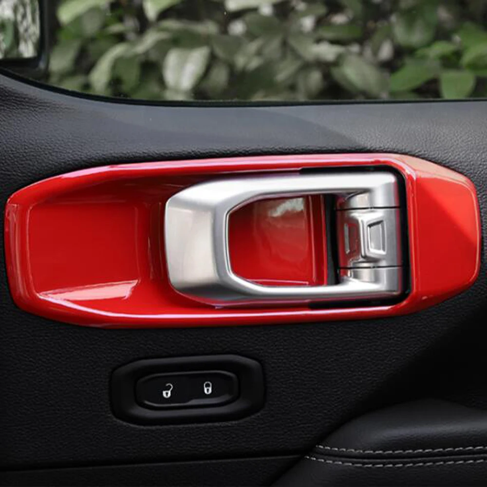 

Inside Door Handles Wrist Sticker Decorative Trim Interior Accessories For Wrangler JL Door Knob Protective Cover 2018