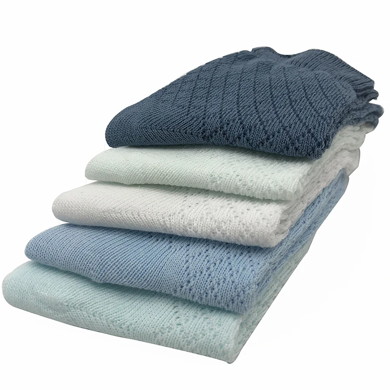 Летние дышащие хлопковые носки для мальчиков и девочек однотонные сетчатые