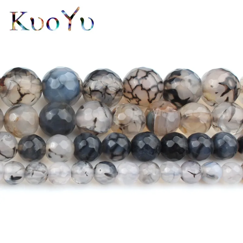 Граненые бусины из натурального камня оникс с черными венами дракона ожерелье 15