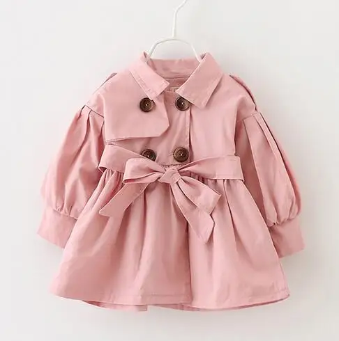 Pink Хлопковые пальто для девочек; повседневные куртки для малышей; Детские однотонные ветровки принцессы; Верхняя одежда для малышей; пальто - Цвет: Pink