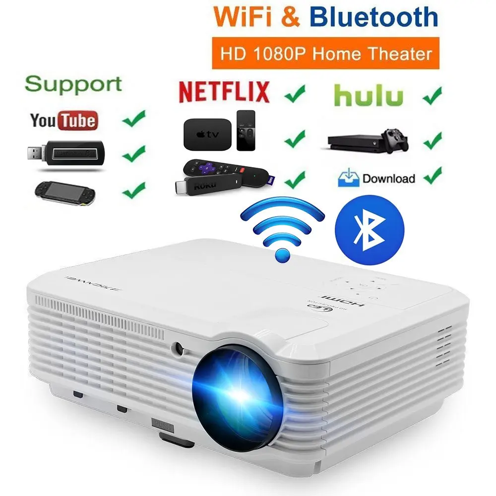 Мобильный ЖК-светодиодный проектор для android-устройств Wi-Fi Bluetooth домашний