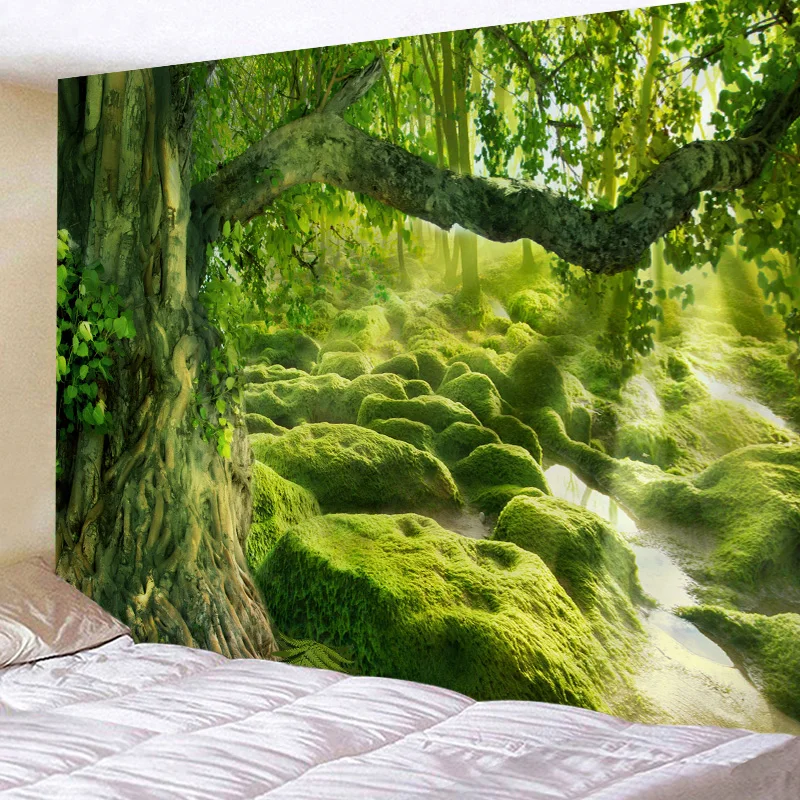 

Гобелен gpsychedelic настенный зеленый дерево горы печать шаблон для дома деко Настенный декор большой размер дешевые хиппи
