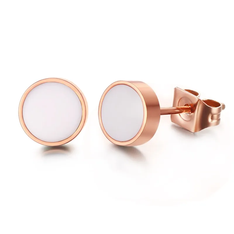 Vnox милый черный Серьги гвоздики для Для женщин изделия из розового золота мини