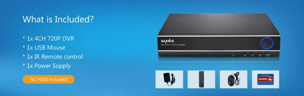 SANNCE 4CH 720P безопасности автономный DVR H.264 в реальном времени HDMI выход, быстрый qr-код сканирования и легко удаленного просмотра для системы видеонаблюдения