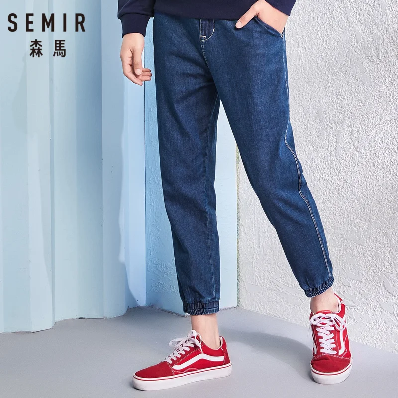 SEMIR мужские укороченные джинсы потертые с боковыми карманами облегающие до