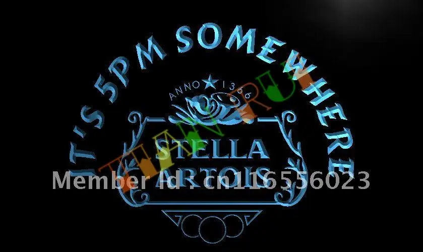 

LA434- It's 5 Anywhere Stella Artois светодиодная неоновая вывеска
