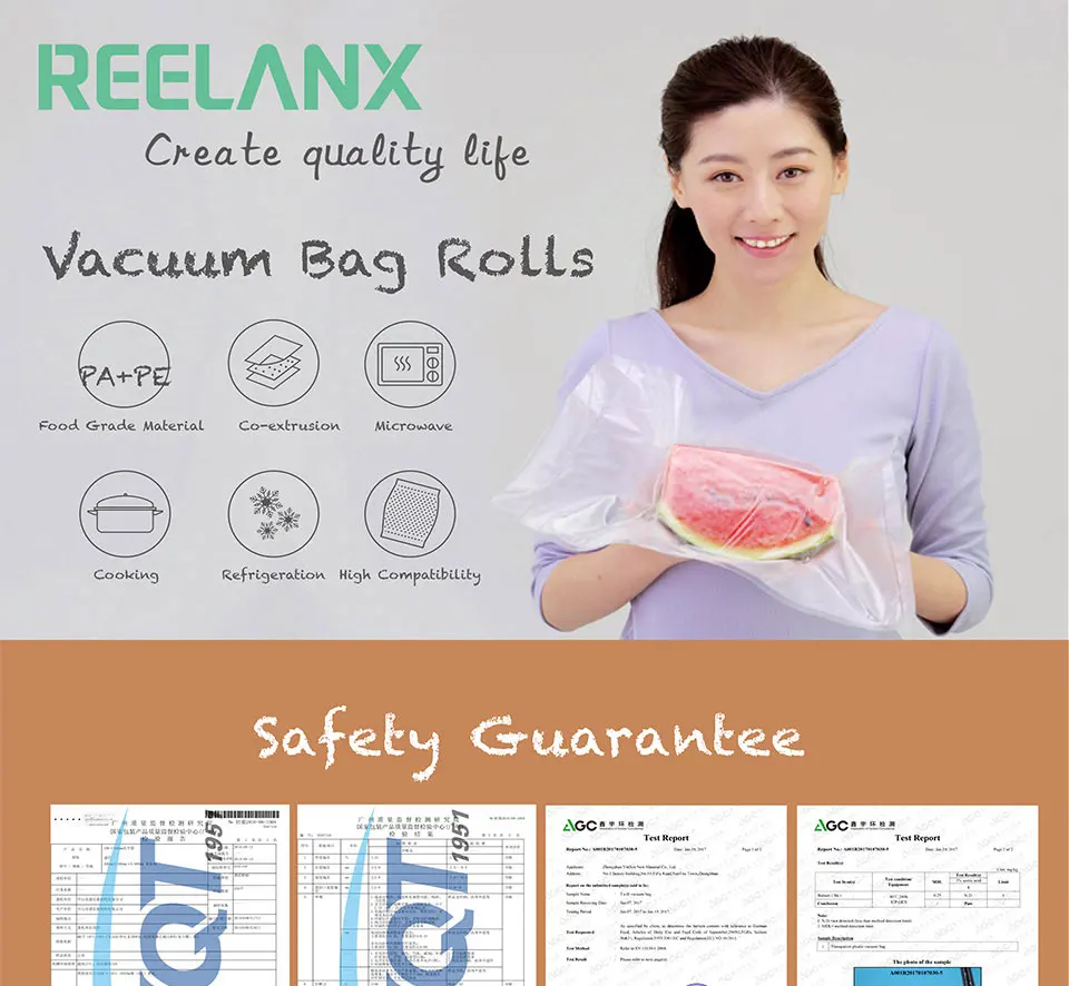REELANX вакуумные пакеты для вакуумного упаковщика 2 рулона/1 слот 15*500 см мешок для хранения пищевых продуктов вакуумный упаковщик Свежая Упаковка