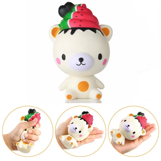 Mskwee Kawaii Rilakkuma арбузное мороженое медведь Сжимаемый милый мультфильм медленно