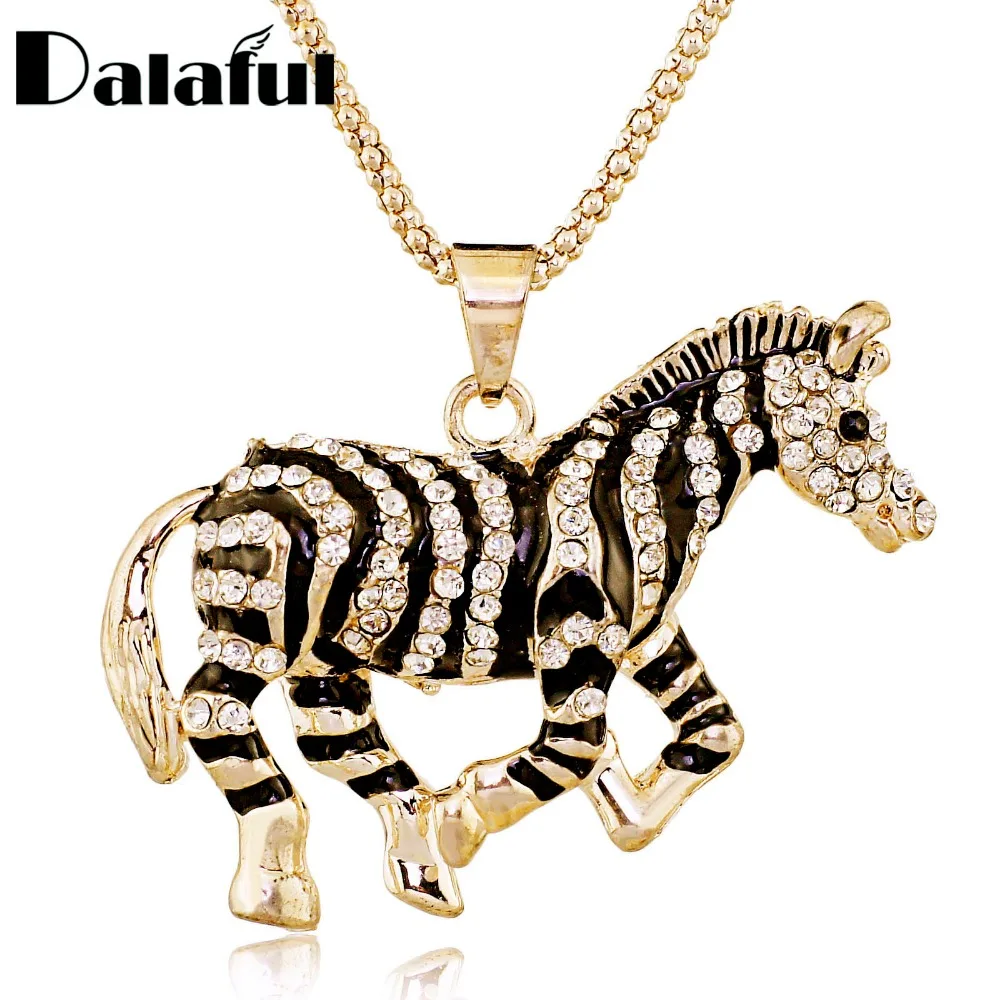 Женское Ожерелье с длинным горлом Очаровательное ожерелье в виде зебры и лошади