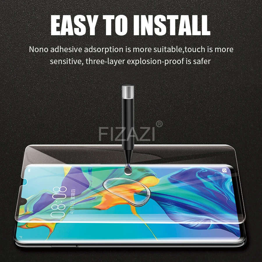 3D изогнутое УФ жидкое закаленное стекло Защита для экрана Huawei Mate 20 P20 P30 Pro Lite Nano