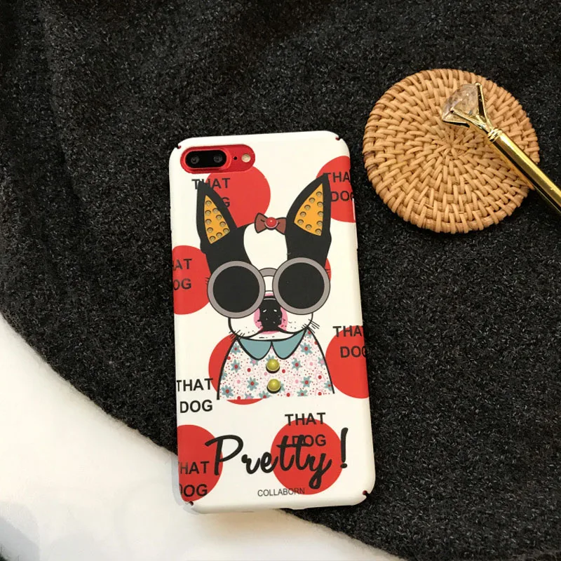 POBLU милые очки собака Телефон чехол для iphone 7 6s 8 Plus Мода Смешные животные бульдог