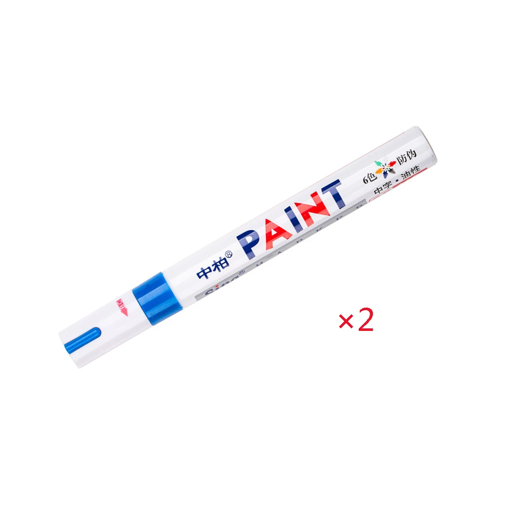 blue(2 Pcs) Перманентный маркер, 12 цветов, цветные водонепроницаемые масляные краски, ручки для карт, Ceremic Cup, сделай сам, резиновые шины, CD, металлические маркеры для краски - Цвет: blue(2 Pcs)