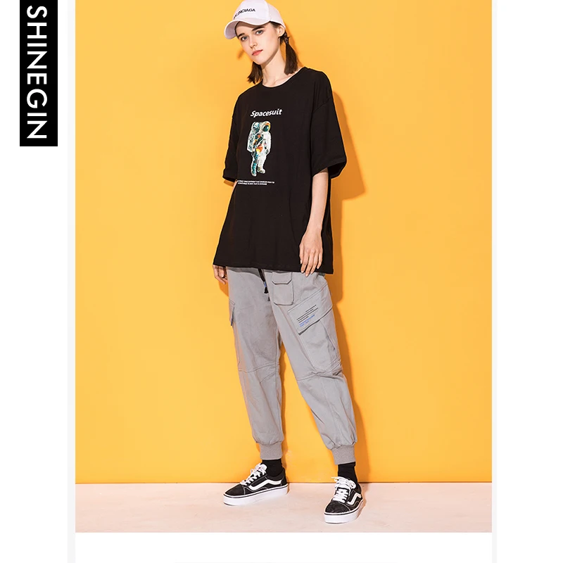 SHINEGIN Spacesuit футболка уличная 2019 Лето Harajuku повседневные футболки с коротким