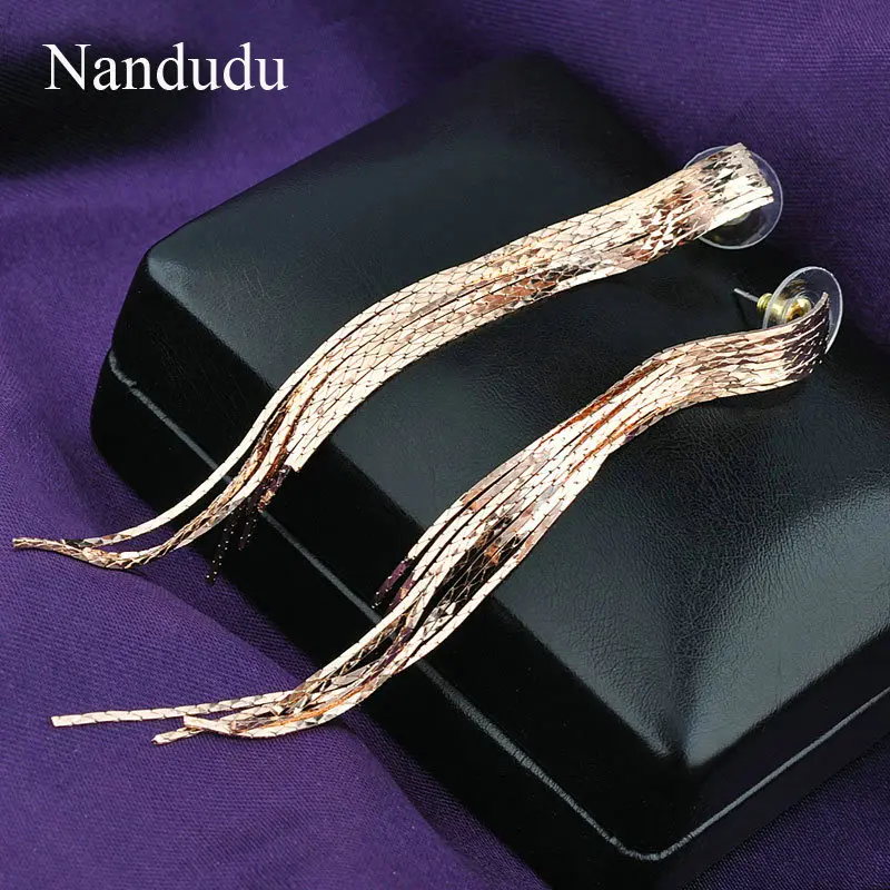 Nandudu модные длинные висячие серьги с кисточками, розовые серьги для женщин и девушек, подарок E95