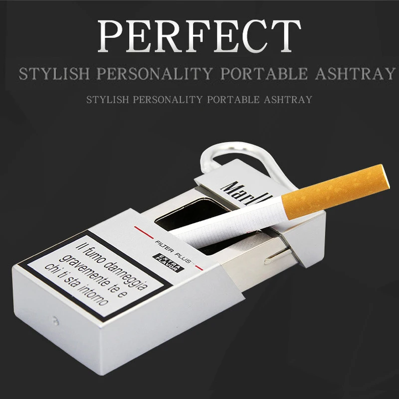 Portable creative Ashtray outdoor Mobile Ashtray With lid Keychain Pocket auto aschenbecher Mini Cigarette Metal Bottle Storage