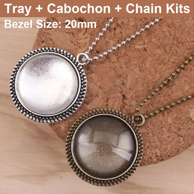 100 комплектов подвесных поддонов цепь из кабошона набор античных серебряных и