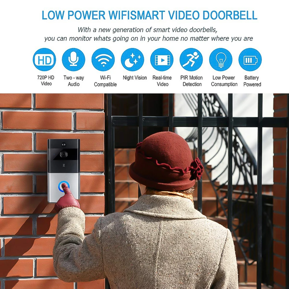 Новый Умный дверной звонок с камерой 720P Wi-Fi беспроводной домофон видео-глаз в