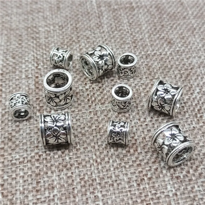 10 Pieces of 925 Sterling Silver Flower Spacer Tube Beads Large Hole for Bracelet | Украшения и аксессуары
