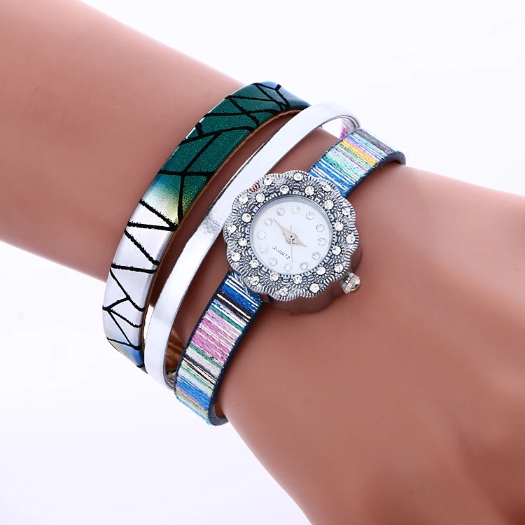 100 шт./лот 916918 без логотипа с кристаллами оберните вокруг кожаных часов модный