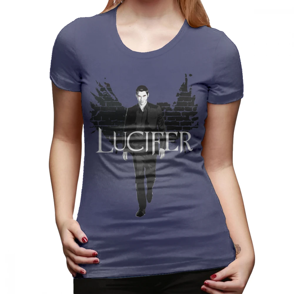 Футболка Lucifer Morningstar, футболка King Of Hell, зеленая уличная стильная женская футболка, смешная, негабаритная, 100 хлопок, женская футболка - Цвет: Тёмно-синий