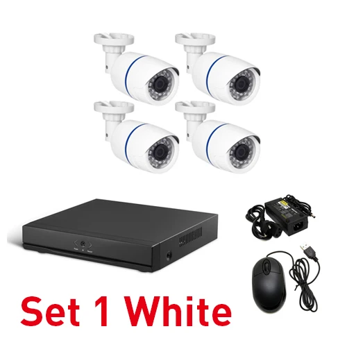 Set 1 White 4CH POE 1080P CCTV IP камера система Комплект HD 4-канальный NVR 4 шт. 1920x1080P 2.0MP Водонепроницаемая камера комплект видеонаблюдения - Цвет: Set 1 White