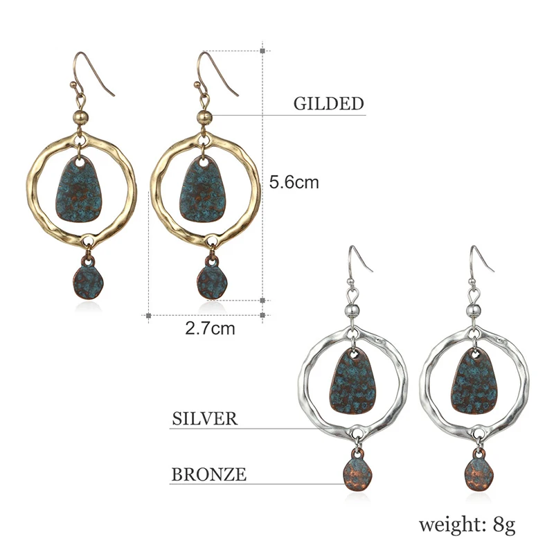Shineland Ethnic Vintage Geometric Antique Cooper Drop Earring Brincos For Women New 2021 Hot Sale Fashion Statement Jewelry | Украшения и