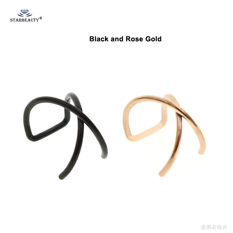 Black and Rose Gold 2 шт., крутой X Крест, поддельный пирсинг спираль, пирсинг, кольцо для губ, пирсинг de Orelha, поддельные серьги, манжета, ювелирные изделия из нержавеющей стали - Окраска металла: Black and Rose Gold