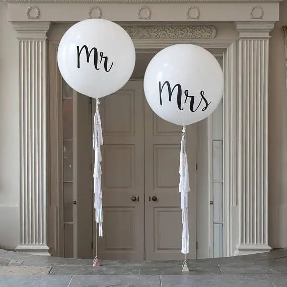 10 шт. 36 дюймов круглый белый Принт Mr & Mrs Свадебные украшения латексные воздушные